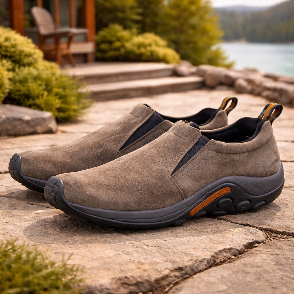 Merrell Jungle Moc Gun Smoke Suede Slip On Shoes Mens 13 Comfort Hiking Outdoor